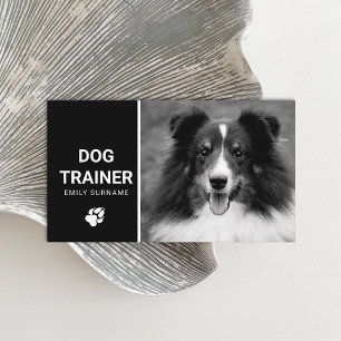 Süßer Fluffiger Hund Foto Hundetrainer Schwarz-Wei Visitenkarte