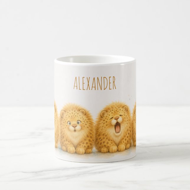 Süßer Fluffiger Leopard Wasserfarben Kinder  Kaffeetasse (Mittel)