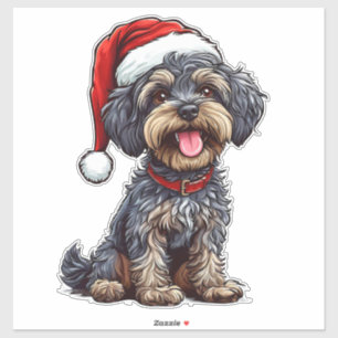Süßer Fluffiger Weihnachtshund Feiertag Haustierli Aufkleber