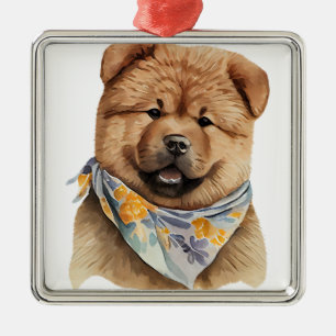 SÜßer FLUSCHIGER ROTER CHOW-CHOW-HUND Ornament Aus Metall