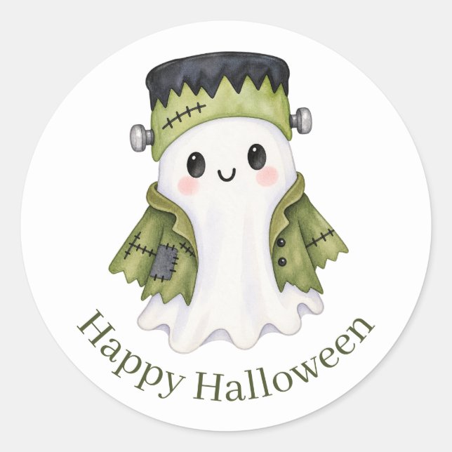 Süßer Frankenstein-Geist | Kinder Gruselig Hallowe Runder Aufkleber (Vorderseite)