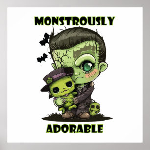 Süßer Frankenstein-Monster mit Plüsch Poster