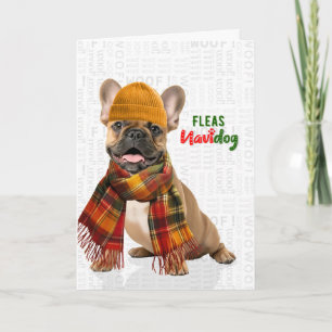 Süßer Französische Bulldogge Flöhe Navidog Weihnac Feiertagskarte
