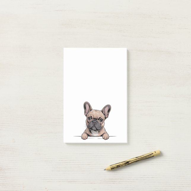 Süßer Französische Bulldogge Frenchie Post-it Klebezettel (Auf Schreibtisch)