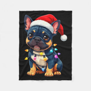 Süßer Französische Bulldogge Weihnachten Santa Hau Fleecedecke