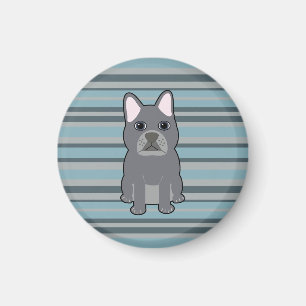 Süßer Französischer Bulldogge Blau Gestreift Magnet