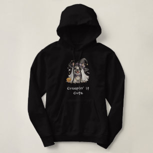 Süßer französischer Bulldogge Halloween-Hexe schle Hoodie