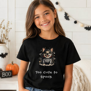 Süßer französischer Bulldogge Halloween-Skelett T-Shirt