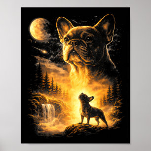 Süßer Französischer Bulldogge Heult Mond Meme Poster
