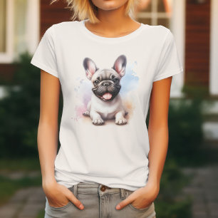 Süßer Französischer Bulldogge in Aquarell T-Shirt