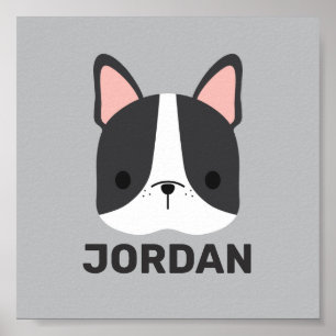 Süßer Französischer Bulldogge mit personalisiertem Poster