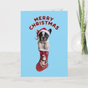 Süßer französischer Bulldogge Weihnachten Karte