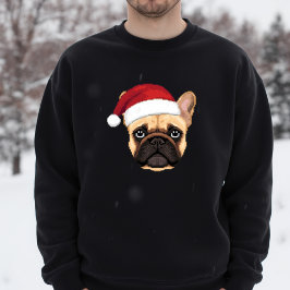 Süßer Französischer Bulldogge Weihnachts-Santa-Hut Sweatshirt