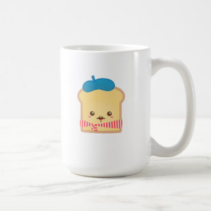 süßer französischer Toast mit blauem Barett Kaffeetasse