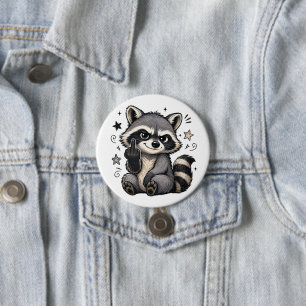 Süßer frecher Waschbär mit Haltung Button