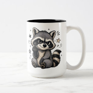 Süßer frecher Waschbär mit Haltung Zweifarbige Tasse