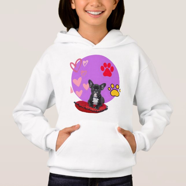 Süßer Frenchie-Welpe mit Herzen  Hoodie (Vorderseite)