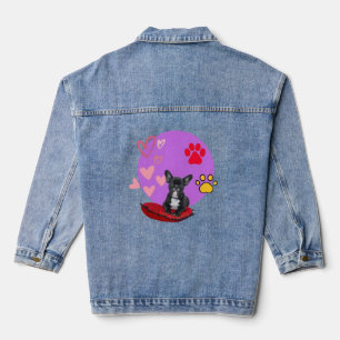 Süßer Frenchie-Welpe mit Herzen Jeansjacke