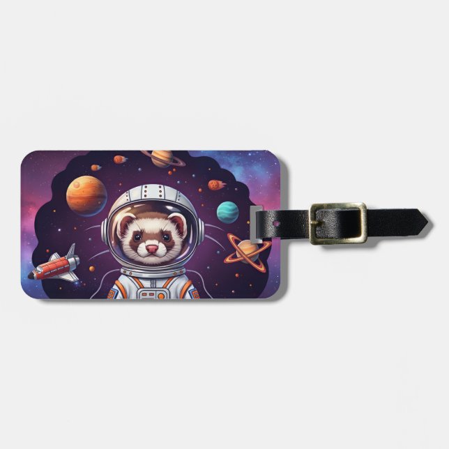 Süßer Frettchen-Astronaut im Weltraum Gepäckanhänger (Vorderseite horizontal)