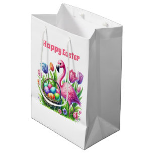 Süßer Frohe Ostern rosa Flamingo Mittlere Geschenktüte