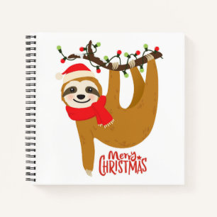Süßer Frohe Weihnachten Santa Faultier Notizbuch