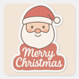 Süßer Frohe Weihnachten Santa-Gesichtsaufkleber Quadratischer Aufkleber