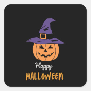 Süßer Frohes Halloween-Aufkleber Gruseliger Kürb Quadratischer Aufkleber