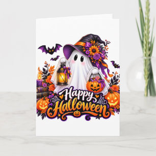 Süßer Frohes Halloween-Geist – Gruselig & Bunt Karte