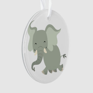 Süßer fröhlicher Cartoon-Elefant aus Acryl Ornament