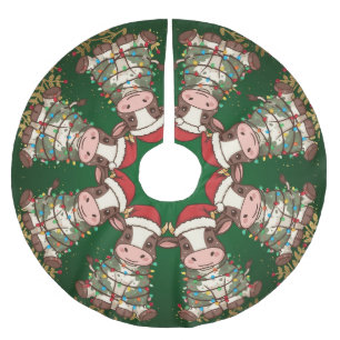 Süßer fröhlicher Kuh-Weihnachtsbaum-Kalb-Ochse-Xma Polyester Weihnachtsbaumdecke
