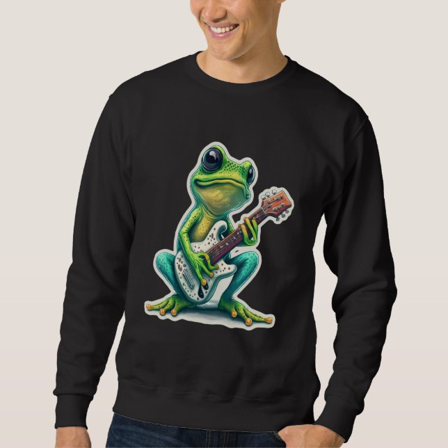 Süßer Frosch Amphibien Gitarre Rock Gitarrespieler Sweatshirt (Vorderseite)