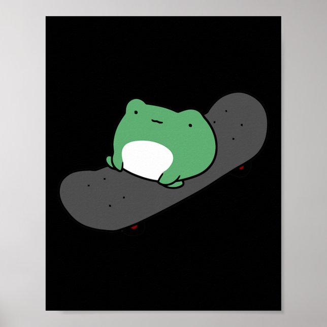 Süßer Frosch beim Skateboardfahren  Poster (Vorne)