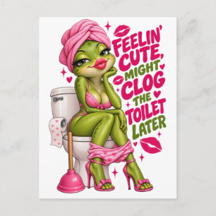 Süßer Frosch, der vielleicht später die Toilette v Postkarte