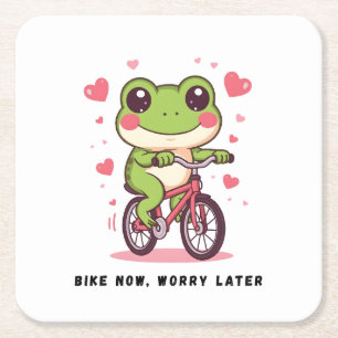 Süßer Frosch fährt Fahrrad   Lustiges Froschliebha Rechteckiger Pappuntersetzer