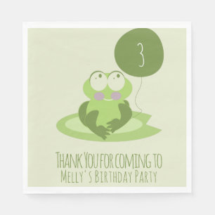 Süßer Frosch Geburtstag Grüner Ballon Danke Serviette