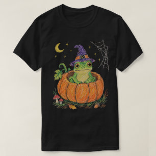 Süßer Frosch Hexe Kürbis Halloween Buntstift Club  T-Shirt