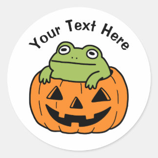 Süßer Frosch in Halloween-Kürbis Runder Aufkleber
