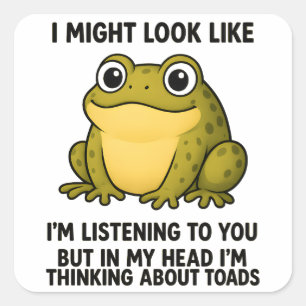 Süßer Frosch Kröte ADHD Humor Besprechungs-Überleb Quadratischer Aufkleber
