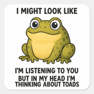 Süßer Frosch Kröte ADHS Humor Besprechungs-Überleb Quadratischer Aufkleber