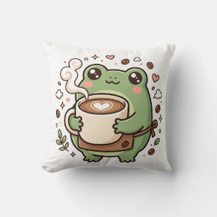 Süßer Frosch-Latte-Art-Wurfkissen Kissen
