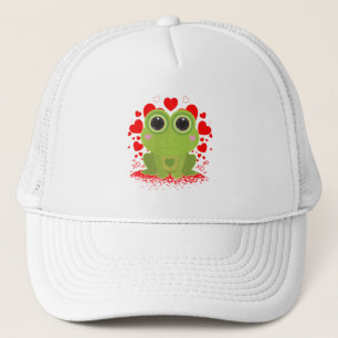 Süßer Frosch Liebe Herzen XOXO Kawaii Valentinstag Truckerkappe