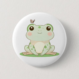 Süßer Frosch mit Schmetterling - süßes Naturdesign Button