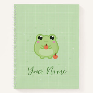 Süßer Frosch Personalisiertes Notizbuch, grünes Jo Notizbuch