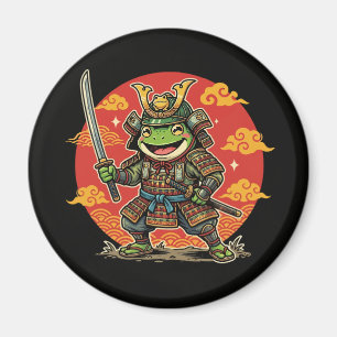 Süßer Frosch-Samurai-Cartoon-Tierkrieger-Design Magnet
