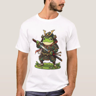 Süßer Frosch-Samurai-Krieger-Cartoon-Japanischer A T-Shirt