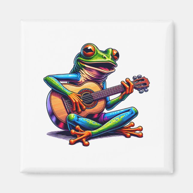 Süßer Frosch spielt Gitarre Keine Sorge, sei hoppy Magnet (Vorne)