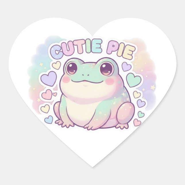 Süßer Frosch-Sticker mit Glitzer Kawaii Ae Herz-Aufkleber (Vorderseite)