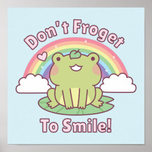 Süßer Frosch vergiss nicht zu lächeln Poster