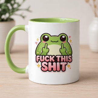 Süßer Frosch zeigt Mittelfinger Kawaii Grün Tasse