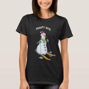 Süßer Frostiger Skifahrender Schneemann T-Shirt